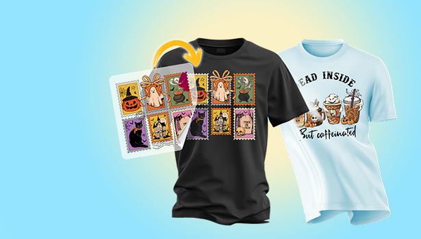 Ready-to-press DTF transfers simplify
apparel customization.